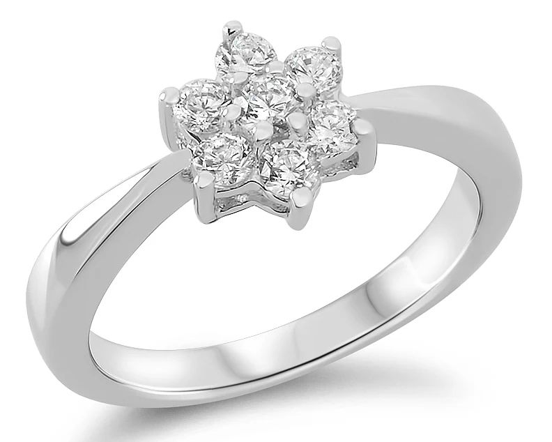 KLASSISCHER VERLOBUNGSRING DAMENRING MIT ZIRKONIA BLUME RING 925 SILBER