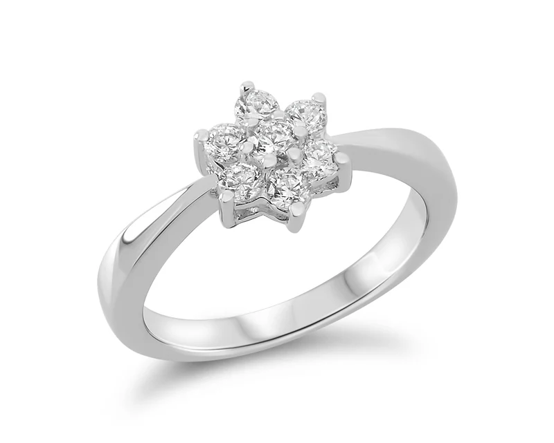 KLASSISCHER VERLOBUNGSRING DAMENRING MIT ZIRKONIA BLUME RING 925 SILBER