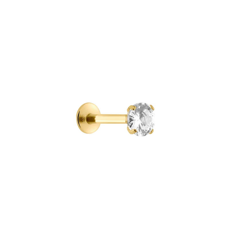 Crystal Labret Piercing Gold