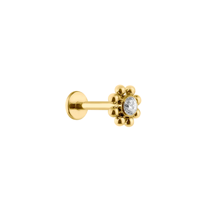 Crystal Flower Labret Gold