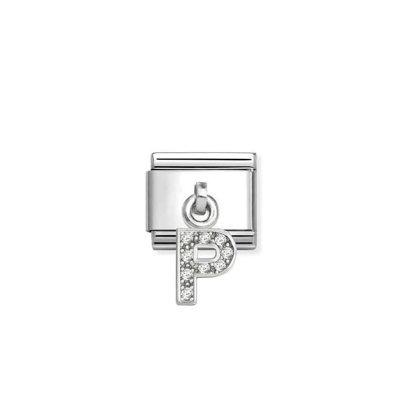 Classic Silver CZ Letter P Letters & Numbers Pendant Charms