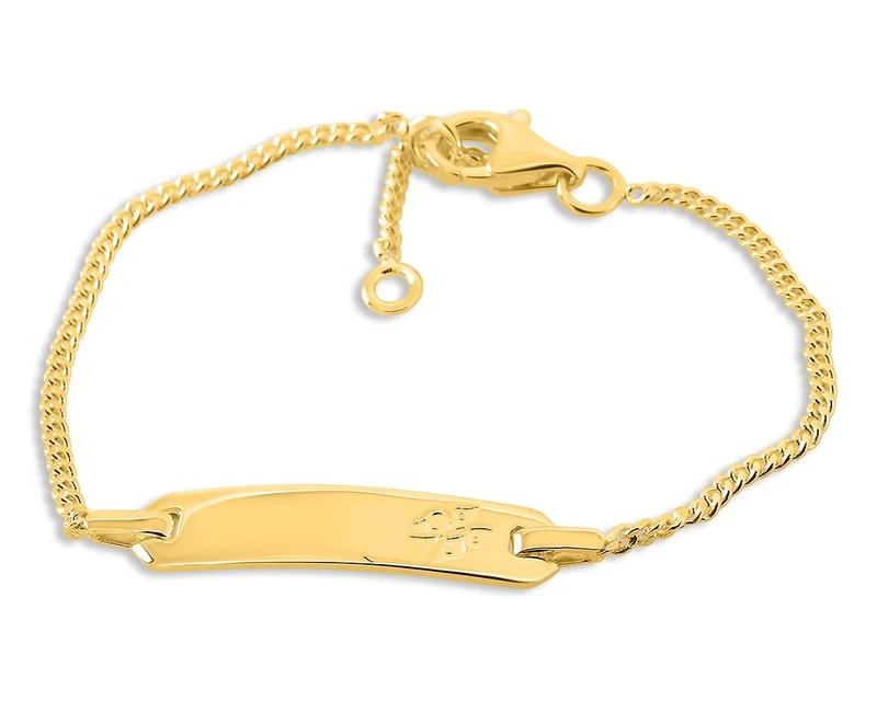 BABY ARMBAND VERGOLDET KINDERSCHMUCK GOLD ARMBAND MIT GRAVUR TAUFARMBAND