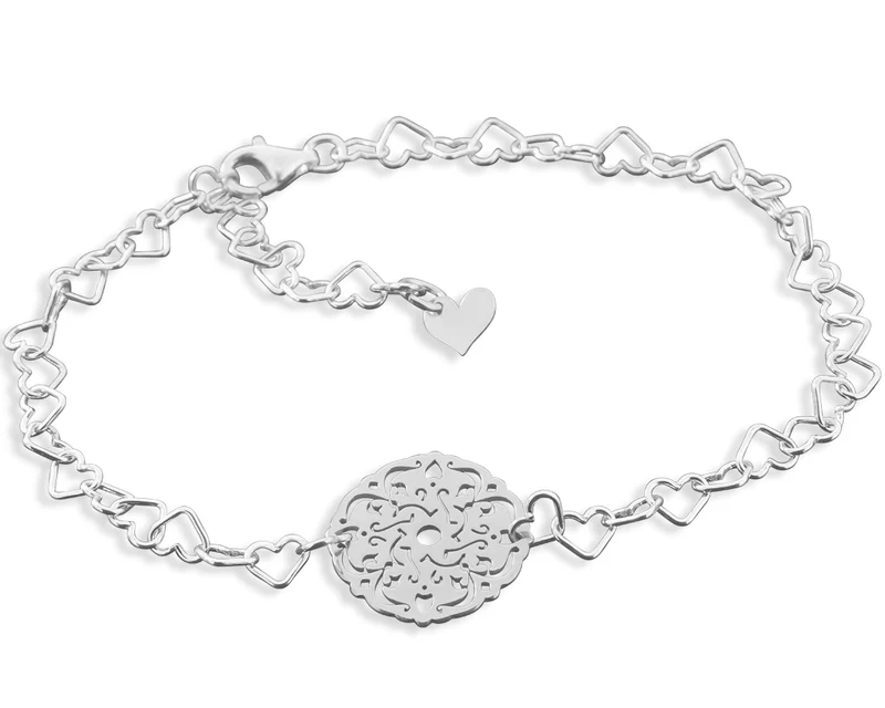 HERZARMBAND SILBER LEBENSBLUME MANDALA ARMBAND
