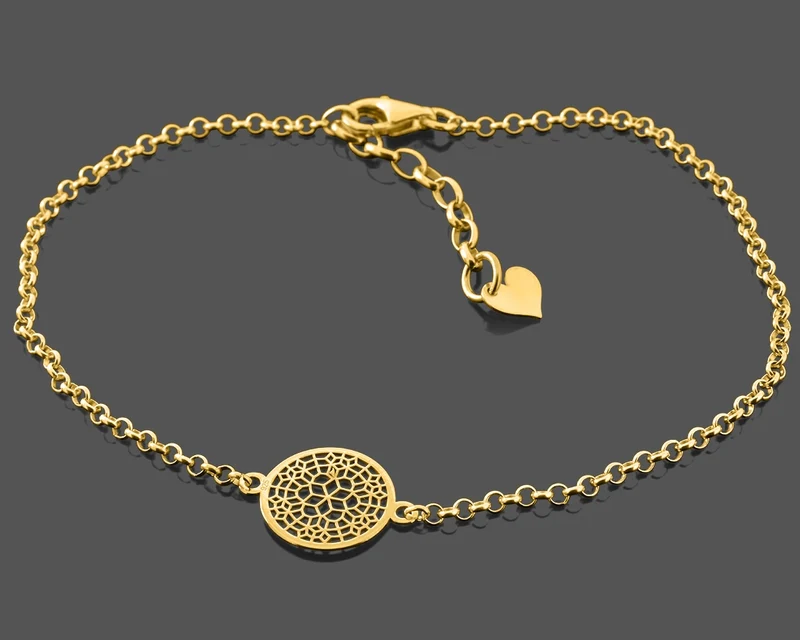 DAMENARMBAND SILBER VERGOLDET LEBENSBLUME ANHÄNGER