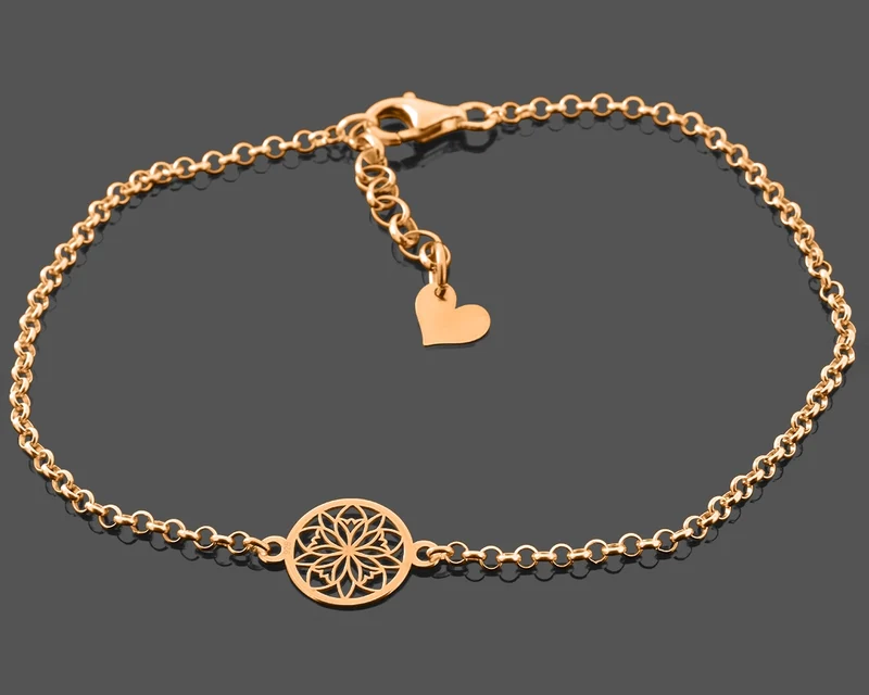 FILIGRANES SILBER ARMBAND ROSÉ VERGOLDET DAMENSARMBAND MIT BLUME