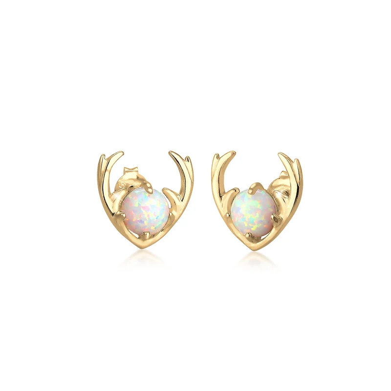 Ohrstecker Hirsch | Opal ( Weiß )