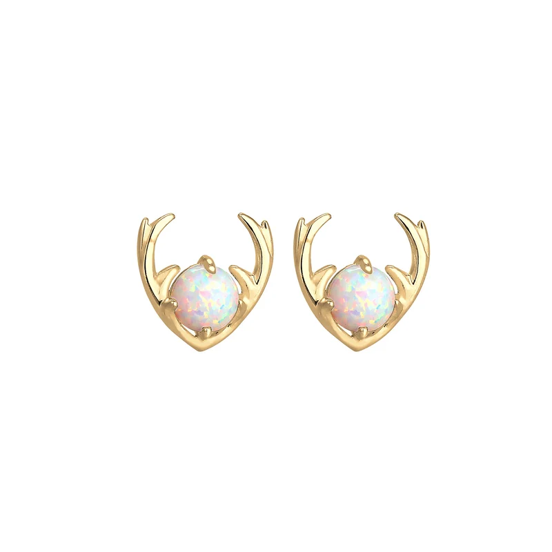 Ohrstecker Hirsch | Opal ( Weiß )