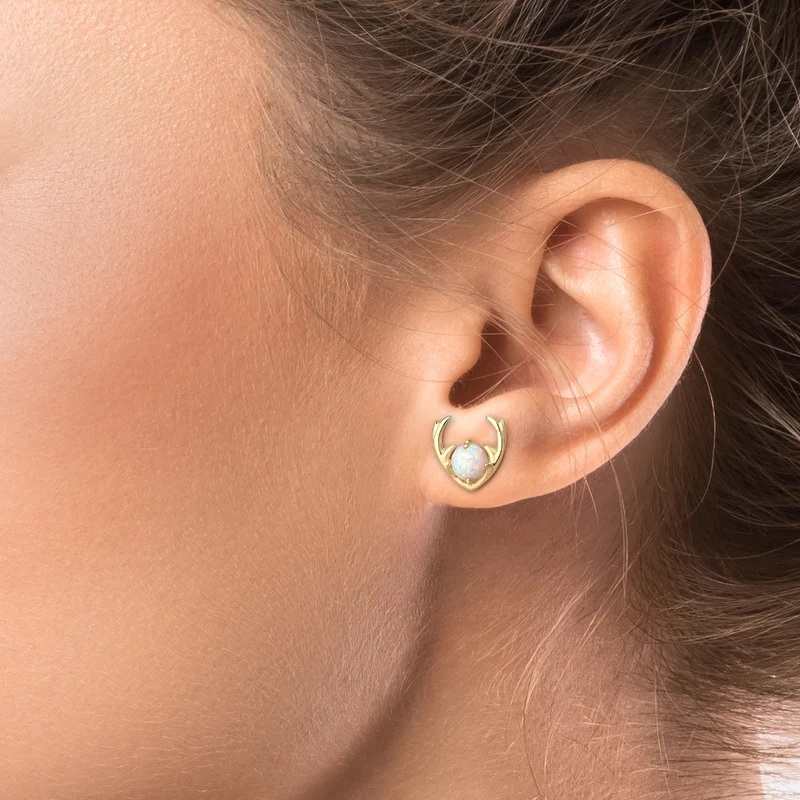 Ohrstecker Hirsch | Opal ( Weiß )