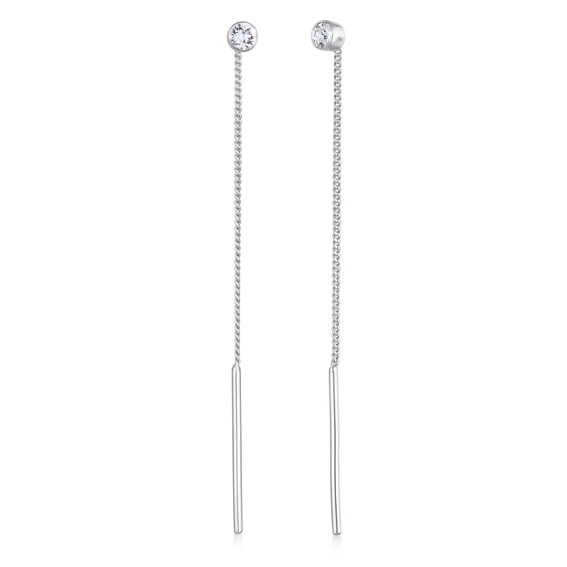 Ohrhänger Durchziehen Solitär | Mit Kristallen von Swarovski® (Weiß)