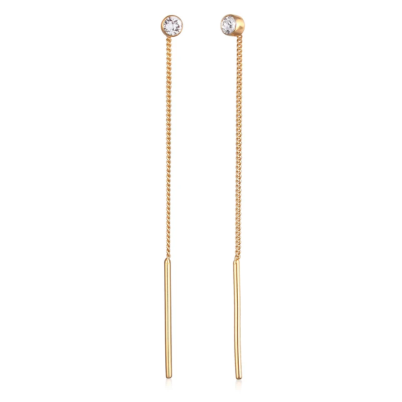 Ohrhänger Durchziehen Solitär | Mit Kristallen von Swarovski® (Weiß)