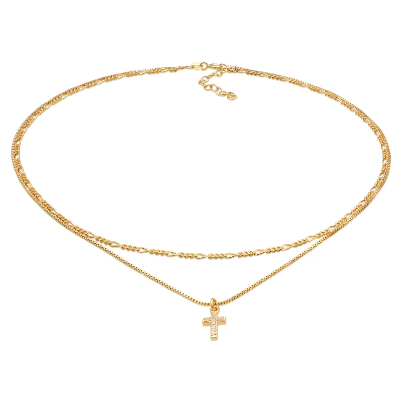 Choker Kreuz Anhänger | Zirkonia (Weiß)