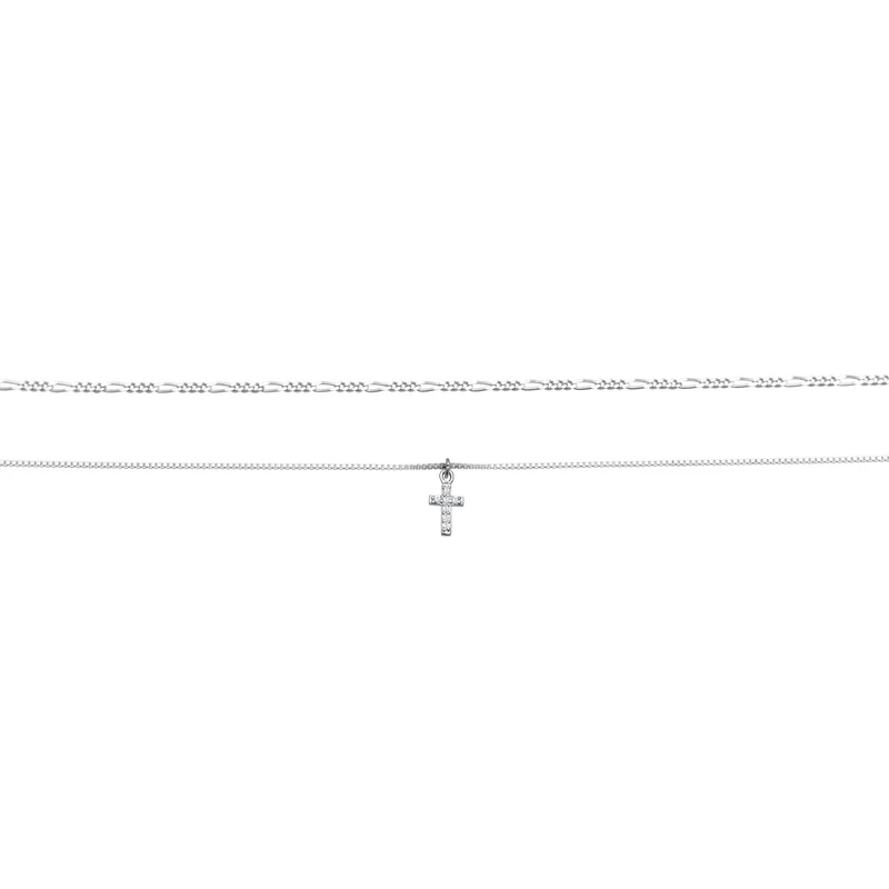 Choker Kreuz Anhänger | Zirkonia (Weiß)