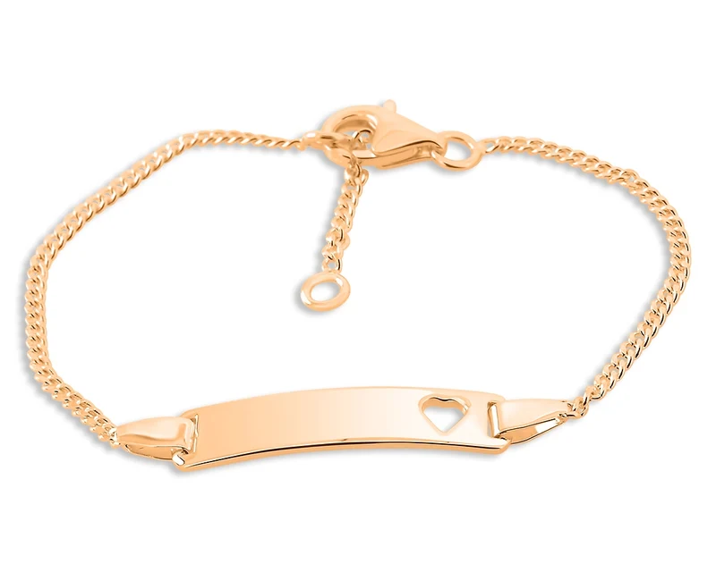 BABY ARMKETTCHEN ROSÉ ARMBAND MIT HERZ ID ARMBAND ROSÉ VERGOLDET KINDERSCHMUCK