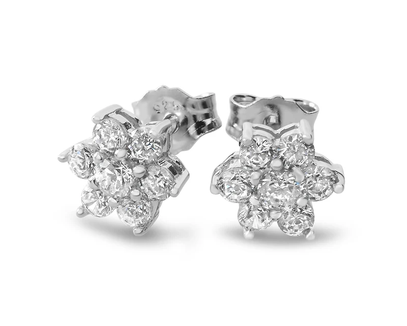 OHRSTECKER BLUME 925 SILBER OHRSCHMUCK SILBER DAMEN ZIRKONIA