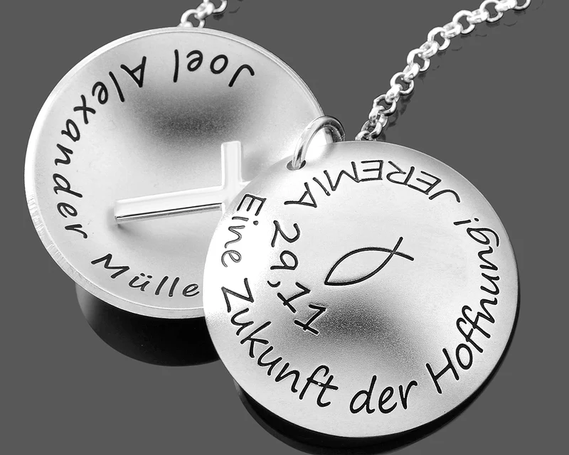 TAUFMEDAILLON SILBER MIT KREUZ KINDERSCHMUCK MEDAILLON MIT TAUFSPRUCH 925 SILBER