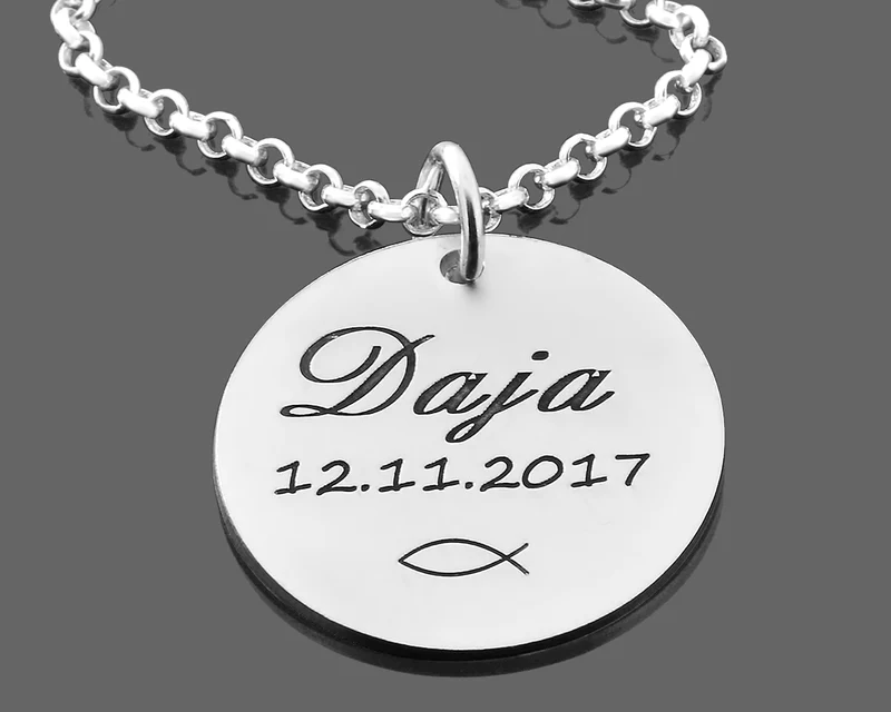 SILBERKETTE 925 MIT GRAVUR GESCHENK NAMENSKETTE TAUFE KINDERKETTE