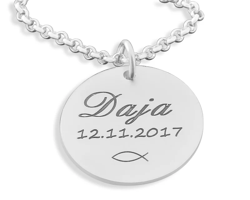 SILBERKETTE 925 MIT GRAVUR GESCHENK NAMENSKETTE TAUFE KINDERKETTE