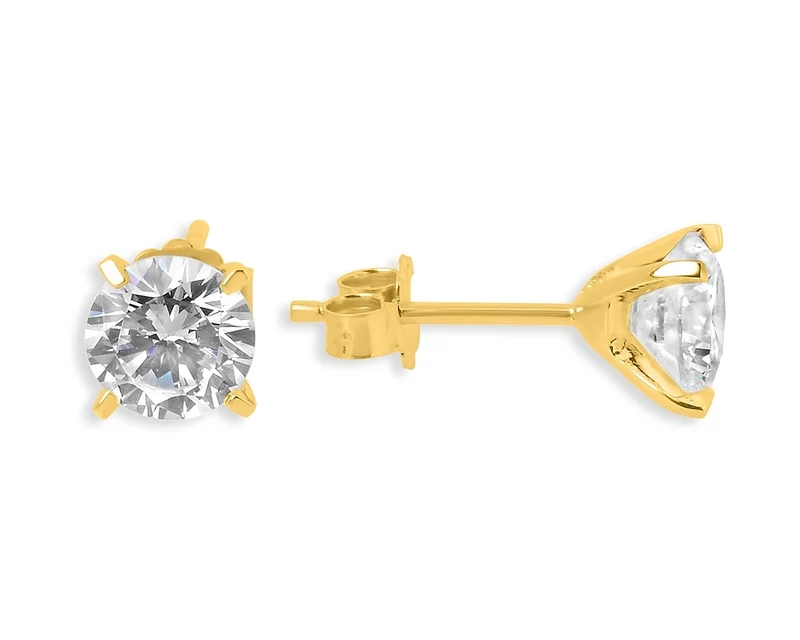 KRISTALL OHRSTECKER VERGOLDET DAMENSCHMUCK GOLD OHRRINGE MIT STEIN
