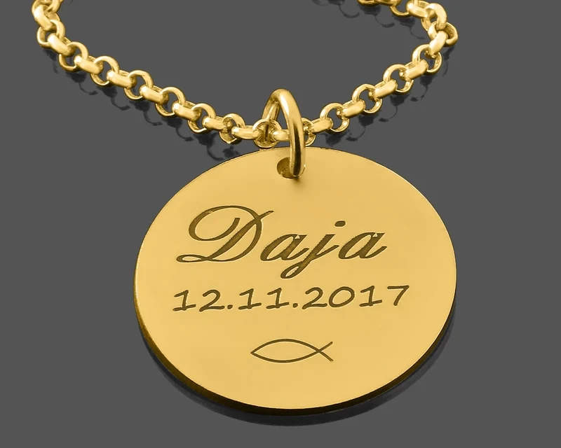 KETTE MIT NAMEN GESCHENK ZUR TAUFE VERGOLDET NAMENSSCHMUCK