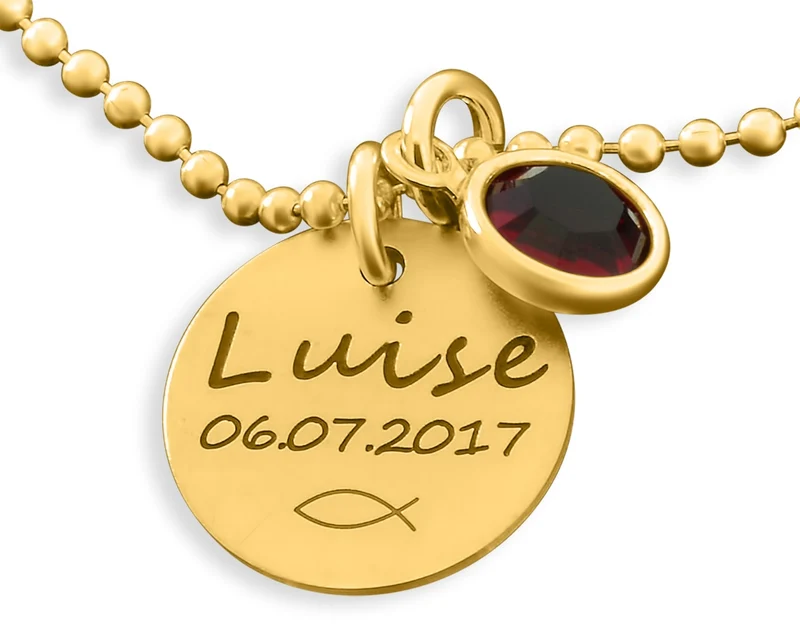 NAMENSKETTE TAUFE GOLD KINDERKETTE GRAVUR GESCHENK PATENKIND TAUFKETTE