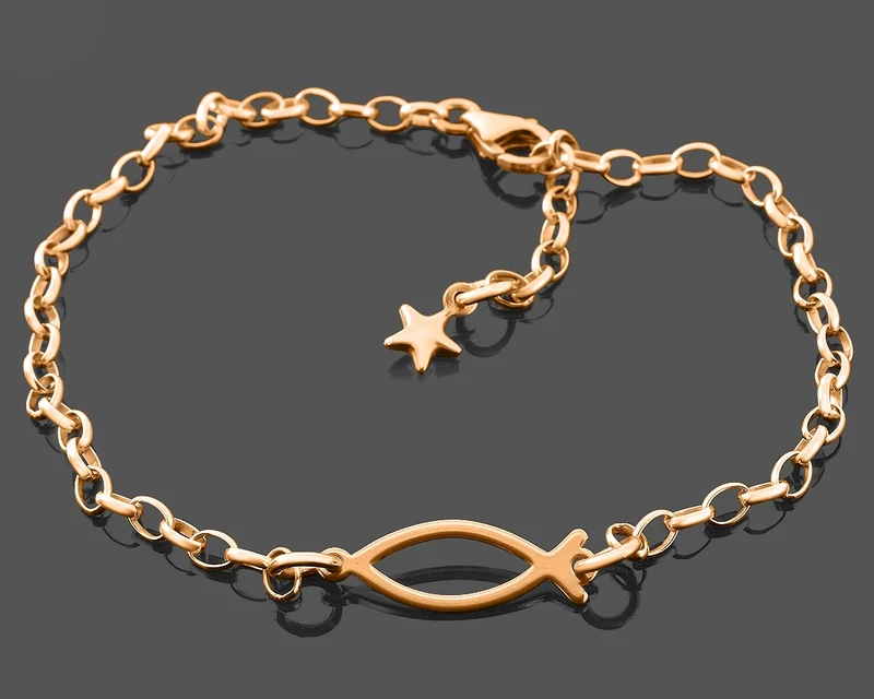 ICHTHYS ARMBAND TAUFFISCH ROSÉ VERGOLDET GESCHENK ZUR TAUFE