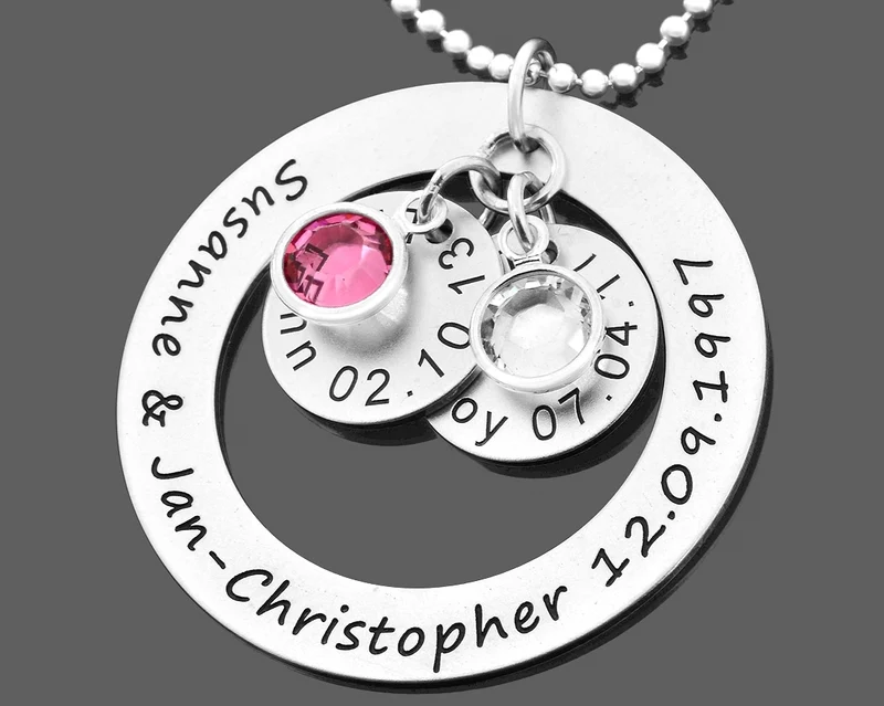 NAMENSKETTE 925 SILBER DAMEN HALSKETTE GRAVUR KETTE FAMILIEN SCHMUCK MUTTER MAMA