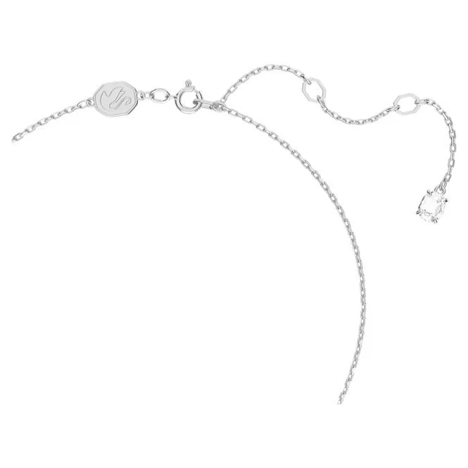 Stilla Pendant Necklace with Pear-Cut White Crystal in Rhodium Silver