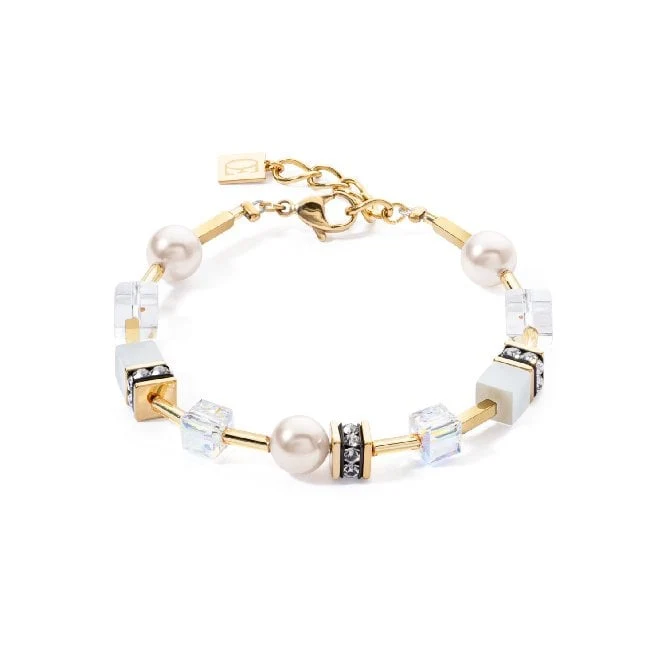 GeoCUBE Iconic Pearl Mix Bracelet in Gold & White