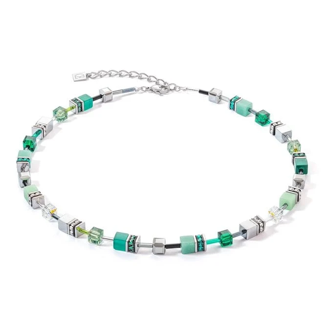 GeoCUBE Iconic Necklace in Silver & Green