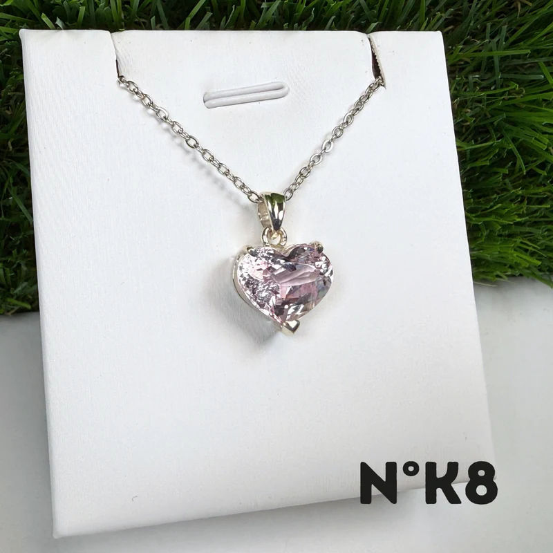 Kunzit-Anhänger, Edelsteinqualität, 925er Sterlingsilber