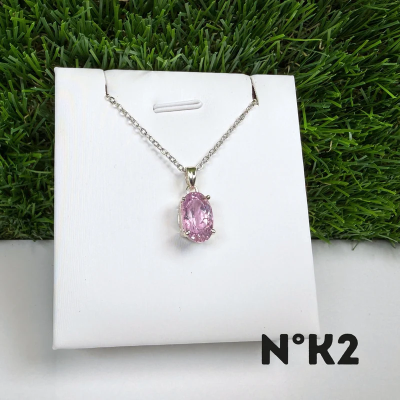 Kunzit-Anhänger, Edelsteinqualität, 925er Sterlingsilber