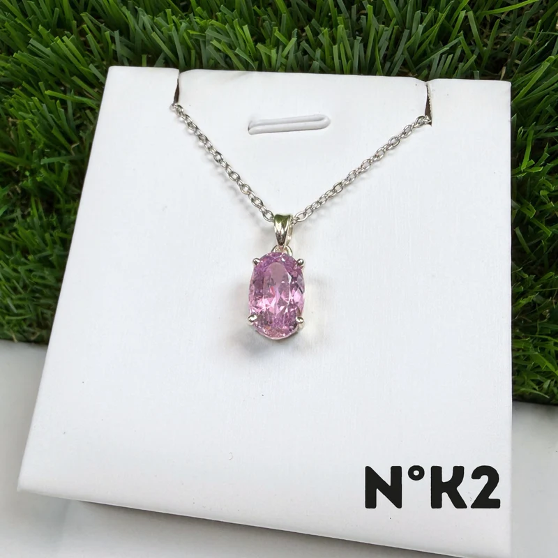 Kunzit-Anhänger, Edelsteinqualität, 925er Sterlingsilber