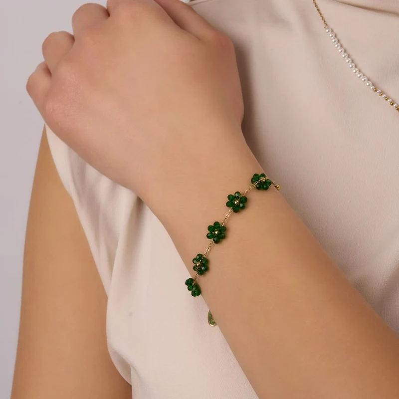 Emerald Flower Armband 18K Vergoldet