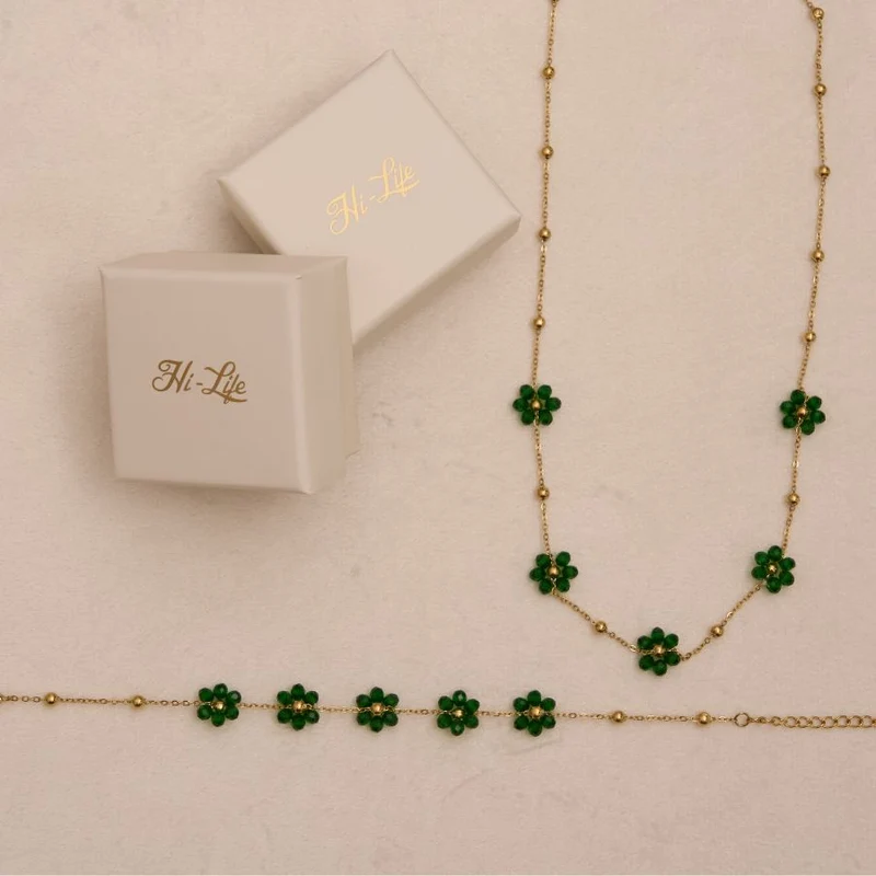 Emerald Flower Armband 18K Vergoldet