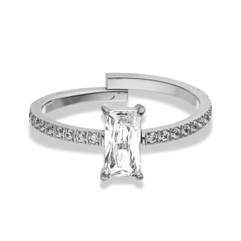 Pave Baguette Ring 14K Vergoldet