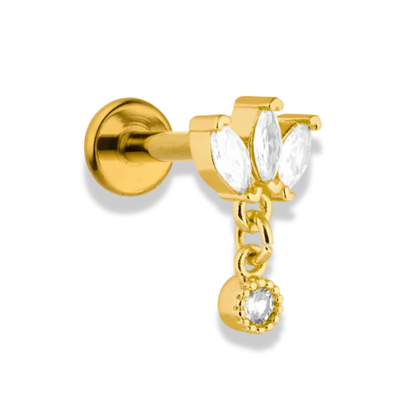 Tiny Dangle Lotus Labret Piercing - Titan