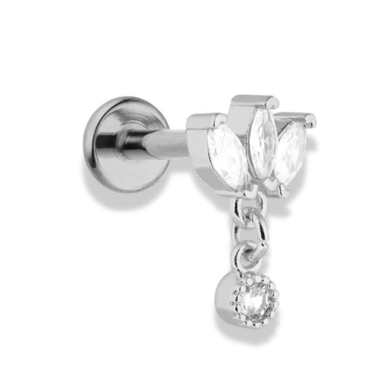 Tiny Dangle Lotus Labret Piercing - Titan