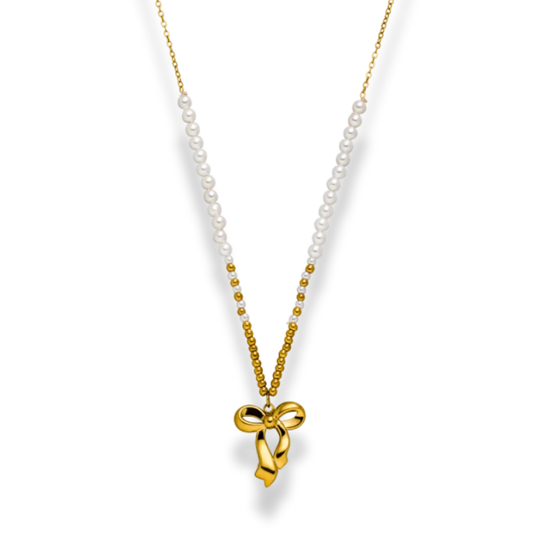 Golden Ribbon Charm Kette 14K Vergoldet