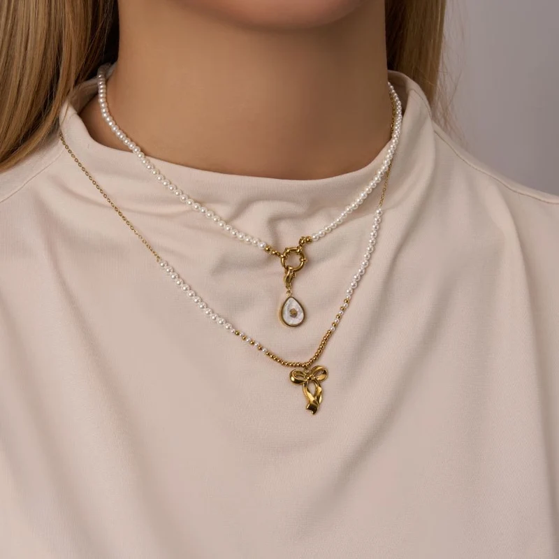 Golden Ribbon Charm Kette 14K Vergoldet