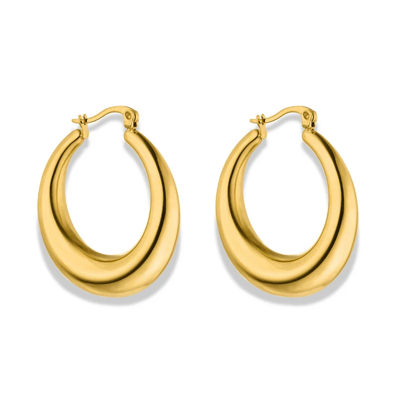 Round Chunky Hoop Ohrringe 14K Vergoldet