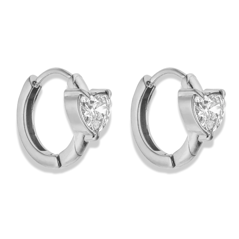 Elegance Heart Huggie Ohrringe 14K Vergoldet