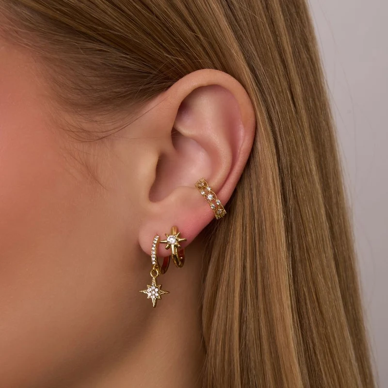 Northern Star Huggie Ohrringe 14K Vergoldet