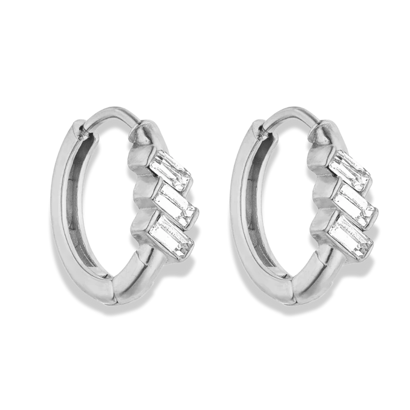 Elegance Baguette Huggie Ohhringe 14K Vergoldet