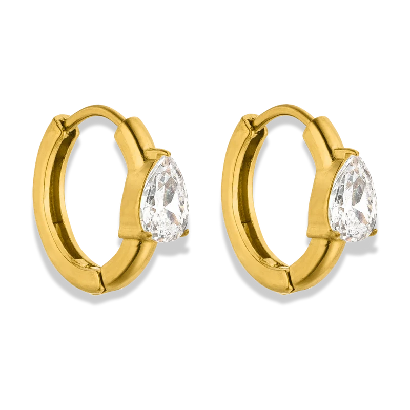 Simple Teardrop Huggie Ohrringe 14K Vergoldet