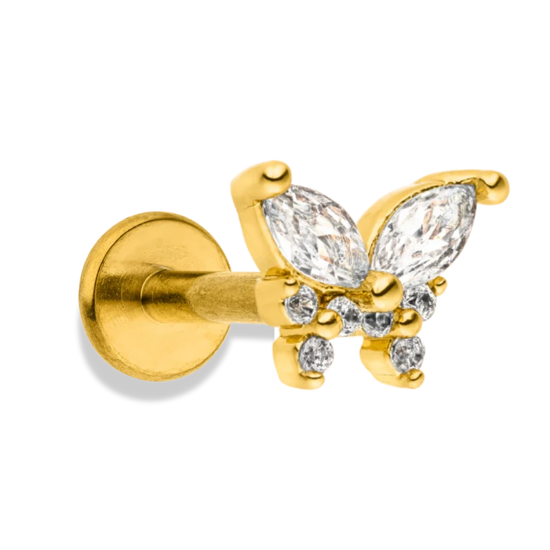 Pave Butterfly Labret Piercing - Titan