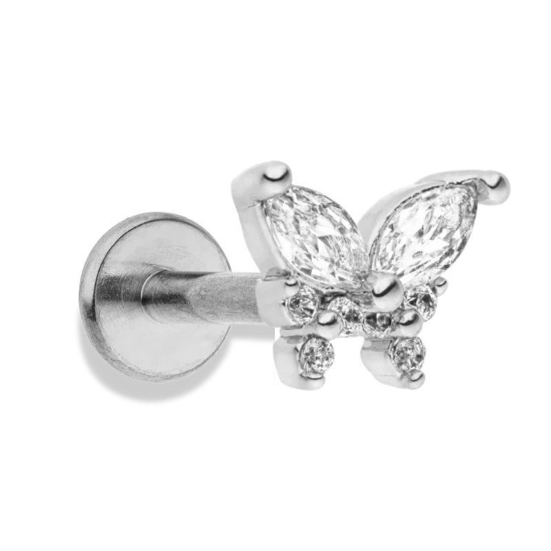 Pave Butterfly Labret Piercing - Titan