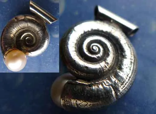 Schmuck Perle Anhänger Landschnecke flach