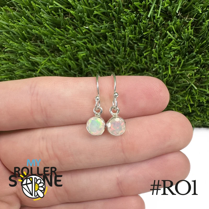 Runde äthiopische Opal-Ohrringe, 6,5 x 6,5 mm, aus 925er Sterlingsilber