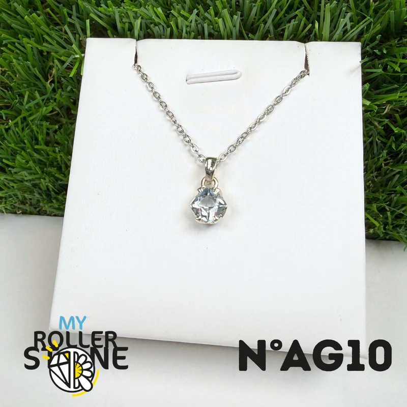 Facettierter Aquamarin-Anhänger in 925er Sterlingsilber #AG10