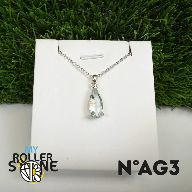 Facettierter Aquamarin-Anhänger in 925er Sterlingsilber #AG3